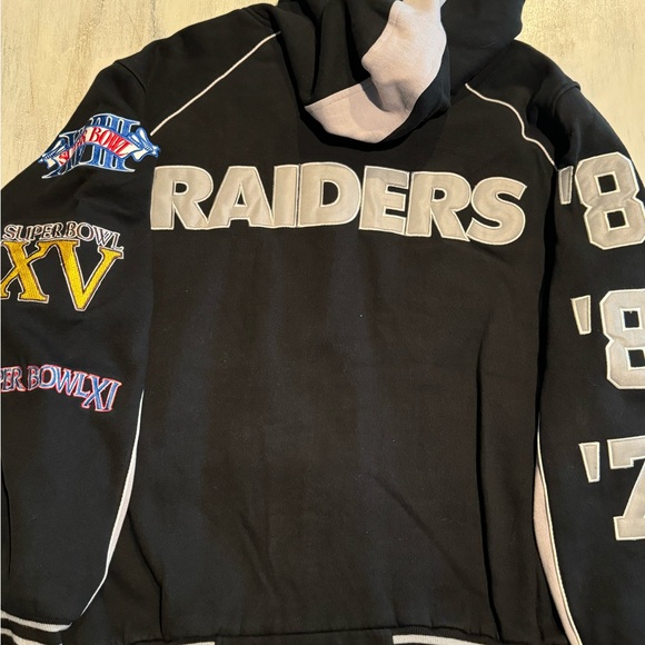Super Bowl Raiders Black Full-Zip Hoodie Varsity Jacket - L Excellent Condition - Picture 5 of 5